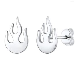 Stud Earrings U7 925 Sterling Silver Burning Fire Flame Earring Unisex Black Gothic Punk Dainty Chic Jewellery For Man Woman