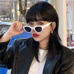 Sunglasses Korean White Oval Wome Ins Street S Sunshade Glasses Dustproof Windproof Riding UV400