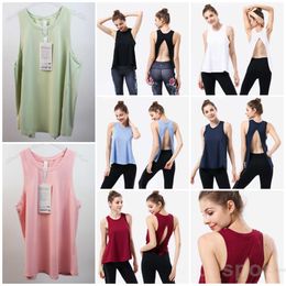 Lady Sexy Slit Smock Yoga Tank Top Quick Drying Sport Women Perfectly Oversized Sleeveless Vest Fitness Jogging Cover Athletic Yogas Wear Size S-XL