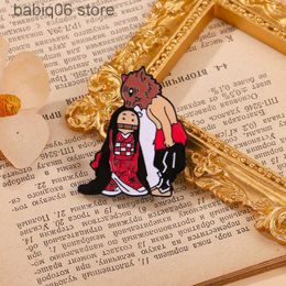 Pins Brooches Comics and Comics Surrounding Cos Characters You Douzi Charcoal Zhilang Creative Alloy Oil Dropping brooch T230605