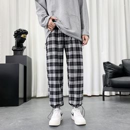 Calça Masculina Verão Leve Xadrez Masculino Hip Hop Oversized Calça de Moletom Coreano Harém Casual Harajuku Moda Streetwear Jogger