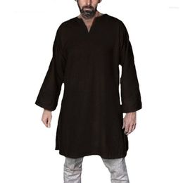 Men's T Shirts Shujin Mediaeval Long Shirt Stage Costume Sleeve T-shirt Clothing Solid Colour Long-sleeved