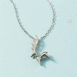 Chains 2023 High Quality Stainless Steel Long Horn Elk Pendant Necklace Unisex Fashion Chain Jewelry Accessories