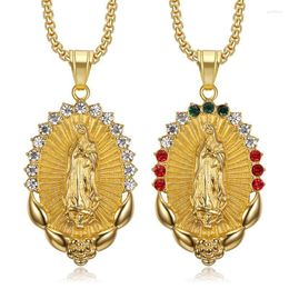 Pendant Necklaces Hip Hop Bling Iced Out Stainless Steel Virgin Mary Pendants Necklace For Men Jewellery Drop