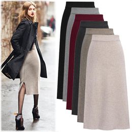Skirt Autumn Winter Knit Pencil Skirt Women Plus Size High Waist Skirts Womens Knited Split Midi Skirt for Women Autumn 6xl