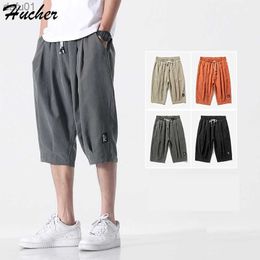 Huncher Mens Capris Pants Men Peach Skin Summer Quick Dry Baggy Joggers Male Streetwear Hip Hop Casual Pants For Men Plus Size L230520