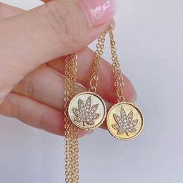 Pendant Necklaces 5PCS Fashion Zircon Necklace Round Coin Charm Chain For Women Men Gifls Couple Jewelry Accessories