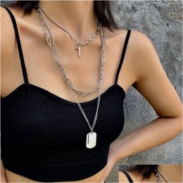 Pendant Necklaces Army Card Cross Necklace Gold Chains Women Chokers Fashion Hip Hop Jewelry Will And Sandy Drop Delivery Pendants Dhe69