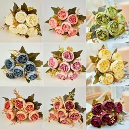 Decorative Flowers 8Colors Artificial Peony Decorations For Home Office Table Arrangement Wedding Holiday Party Supplies Po Props