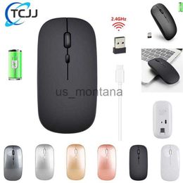 Mice TCJJ Wireless Rechargeable Mouse For Laptop Computer PC Slim Mini Noiseless Cordless Mouse 24G Mice For HomeOffice J230606