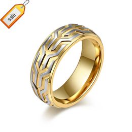 Wholesale of European and American fashion men's rings embossed Tyre pattern rings retro men's accessories