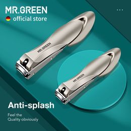 Nail Clippers MRGREEN Stainless Steel Anti Splash Fingernail Cutter Manicure Tools Bionics Design Trimmer Pedicure Scissor 230606