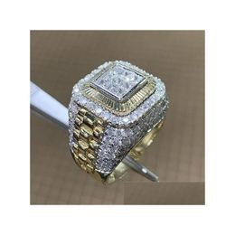 Solitaire Ring Hip Hop Diamond Championship Rings Crystal Gold Men Fashion Jewelry Will And Sandy Gift Drop Delivery Dhatw