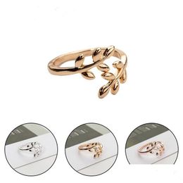 Band Rings Fashion Branch Bay Leaf Ring For Women Girl Luxury Vintage Golden Sier Jewellery Accessories 2021 Drop Delivery Dhurw