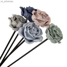 5 Colors 5PCS Leather Velvet Artificial Flower Rattan Reed Fragrance Aroma Diffuser Refill Stick Diy Floral Home Decor Crafts