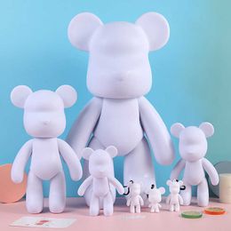 Action Toy Figures White Flow Bear Graffiti Decoration DIY Naked Violence Brick Home Doll Children's Gift Desktop