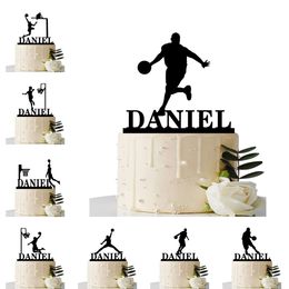 Other Event Party Supplies Custom Basketball Theme Name Acrylic Birthday Cake Topper Sports Style Personalized Dunk Team Name Party Cake Toppers Decoration 230605