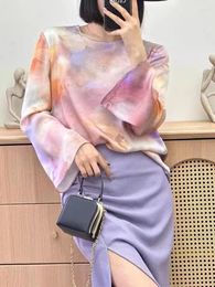 Casual Dresses Arlenesain 2023 Style Real Silk Colour Ink Summer Women Shirt