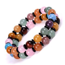 Beaded Colorf Stone Bracelets Strand Tiger Eye Rose Quartz Friendship Bracelet For Women Gemstone Bangles Fashion Jewelry Drop Delive Dhx81