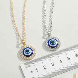 Pendant Necklaces For Women Original Turkish Devil Eye Necklace Diamond Round Blue Eyes Jewelry Gift Wholesale Drop Delivery Pendants Dhrao