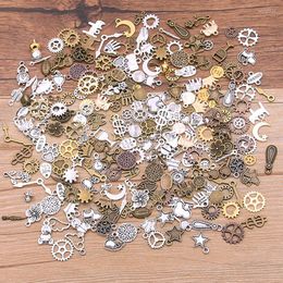 Charms Mixed 40pcs Gold Silver Colour Mini Flowers Cartoon Pattern Small Pendant Size Animal Plant Women Necklaces Jewellery