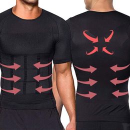 Men's Body Shapers Men's Compression Shirt Undershirt Slimming Body Shaper Waist Trainer Tank Top Workout Vest Abs Abdomen Faja Shapewear 230606