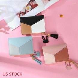 Storage Bags Wallet Women PU Leather Card Holder Clutch Casual Girls Cute Wallets Zipper Pocket Hasp Ladies Patchwork Colour Female Purse