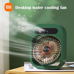 Fans Xiaomi Home Desktop Water Spray Mist Cooling Fan USB Rechargeable 1200mAh Battery Office Mini Table Air Conditioner Fan 3 Gear