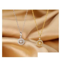 Pendant Necklaces Fashion Sun Flower Necklace Female Ins Simple Clavicle Chain Temperament Jewellery Girl Christmas Gift Drop Delivery Dhiqi