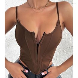 Women's Tanks Summer Vintage Corset Crop Tops Sexy Women Bustier Tube Sleeveless Slim Flit Bralette Workout Cami Backless Vest Female