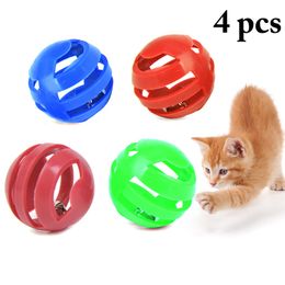 4pcs/Set Funny Cat Ball Toy Hollow Training Cat Interactive Toy Cat Bell Toy For Cats Kitten Pet Interaction Supplies