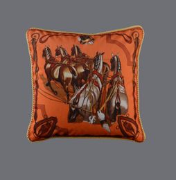 Velvet Fabric Horse Pillow Cover Orange Luxury Decorative Pillow Case Decor Home Sofa Bed Couch Home Decor Modern Pillowcases for Pillow