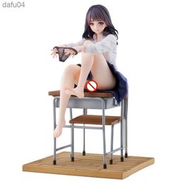 25cm Sexy Girl Anime Figure Lovely Kaoru Action Figure Sitting At the Desk Holding Underwear Girl Hentai Figure Collection Toys L230522