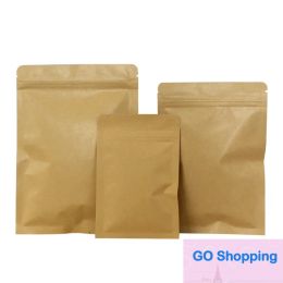 resealable kraft brown flat bottom packaging bags eco-friendly food storage packing zip lock pouches anti-moisture Aluminium foil bag