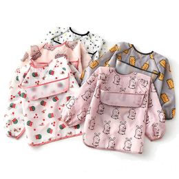 Bibs Burp Cloths Cute Waterproof Long Sleeve Taff Cartoon Printing Feeding Baby Apron G220605