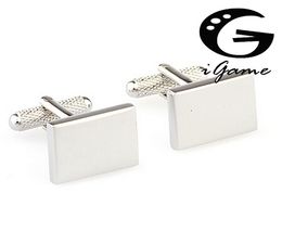 Cuff Links Copper Silver Color Engravable Rectangle Design Gift For Mens Cufflinks 230605