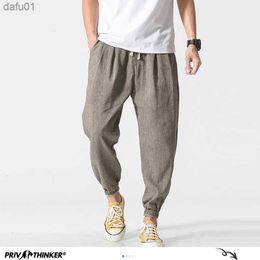 Privathinker Cotton Linen Casual Harem Pants Men Joggers Man Summer Trousers Male Chinese Style Baggy Pants 2023 Harajuku Clothe L230520