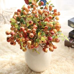 Decorative Flowers Artificial Berry Plant Simulation Bouquet Home Wedding Vase Decoration Ornamental Flower Pot Garden Diy