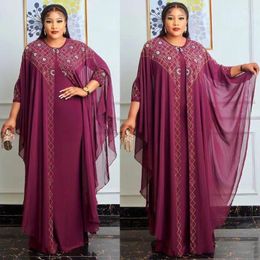 Ethnic Clothing MD African Plus Size Boubou Chiffon 2 Piece Set Dresses For Women Muslim Fashion Kaftan Abayas Wedding Party Maxi Robe