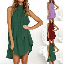 Casual Dresses Summer Dress Beach Cami Strappy Women'S Halterneck Off Shoulder Elegant Solid Sleeveless