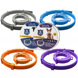 Dog Collars Leashes Adjustable Cat Collar Flea Tick Prevention Pet Pest Control Protect Rubber Killer Accessories 230606