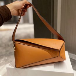 Geometric Hobo Underarm Bag Shoulder Bags Designer Handbag Plain Color Fashion Printed Pattern Cowhide Genuine Leather Zipper Open High Quality