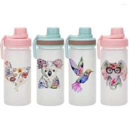 Water Bottles Ins Funny Flower Animal Printed Cup Glass Bottle 450ml MaSublimation Blank Classic Customise Unisex Kettle
