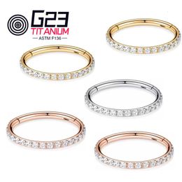 Nose Rings Studs 1PC 6-12MM G23 CZ Opal Hinged Pitch Ring Nose Ring Open Small Nasal Septum Cartilage Women Earring Perforated Jewelry 230605