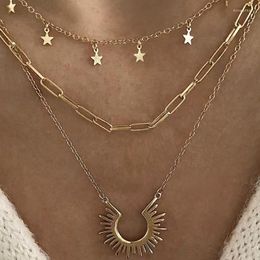 Choker Europe America Trend Stainless Steel Sun Flower Necklace Star For Women Jewellery Friend Birthday Gift