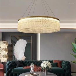 Chandeliers Nordic Modern Luxury Crystal Chandelier Living Room Kitchen Dining Corrugated Glass Led Hanging Lamps Indoor Bedroom