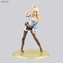 Cute 20cm FAIRY TAIL Japan Anime PVC Figure Toys Kaii Standing Lucy Heartfilia Sexy Dolls Room Decor Birthday Gift for Boys L230522