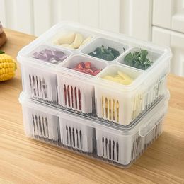 Storage Bottles Multifunctional 6-in-1 Refrigerator Box Drain Sealed Fresh-keeping For Fruits Ginger Garlic Onion Kitchen Organiser