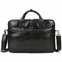 Briefcases Highend Genuine Leather Executive Women Men Briefcase Cowhide Messenger Bag Portfolio A4 Brown Black Coffee Vintage M3319