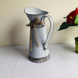 Vases Rural Iron Art Bucket Wedding Heart Shape Dinner Table With Handle Home Decor Vase Bottle Antique Rustic Rope Farmhouse